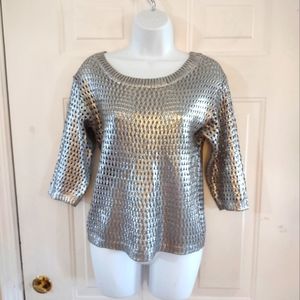 Love Always Metallic Silver Knit Sweater. Size S